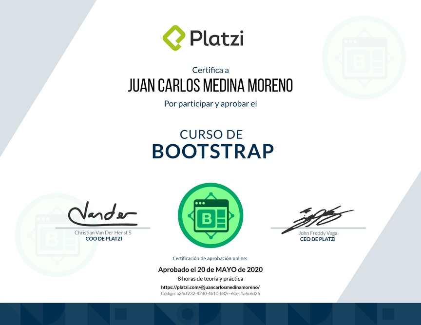 Diploma del Curso de Bootstrap 4