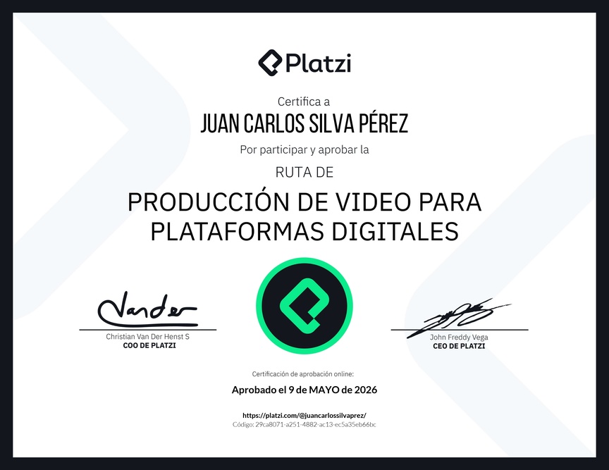 Diploma de la Ruta de Aprendizaje de Producción de Video para Plataformas Digitales