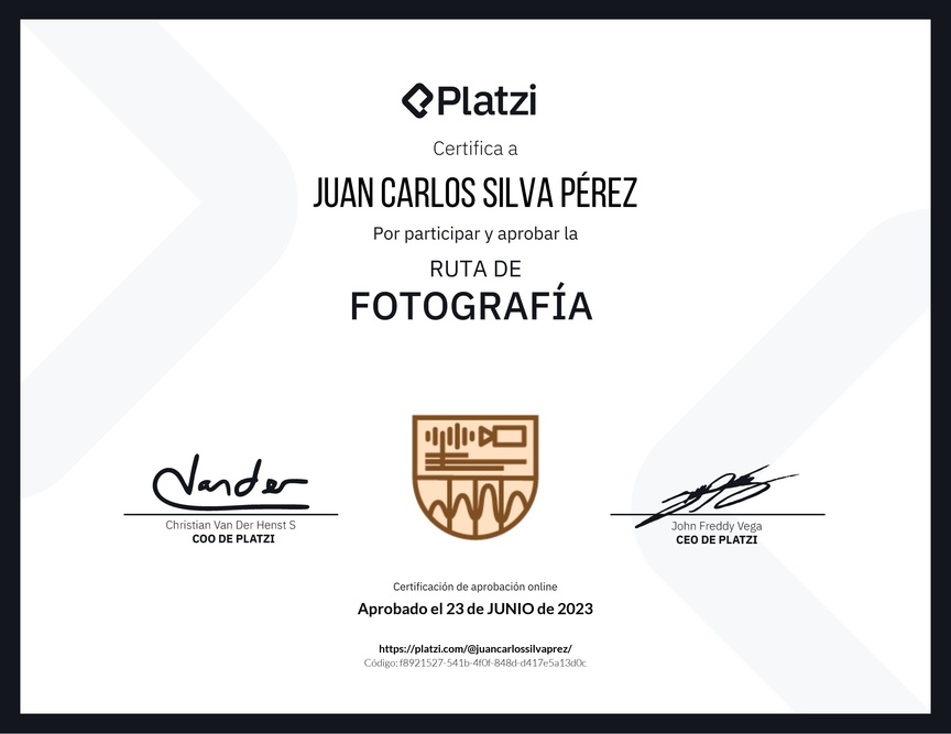 Diploma de la Ruta de Aprendizaje de Fotografía