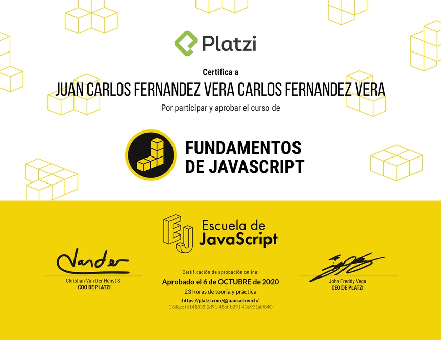 Diploma de Fundamentos de JavaScript 2018
