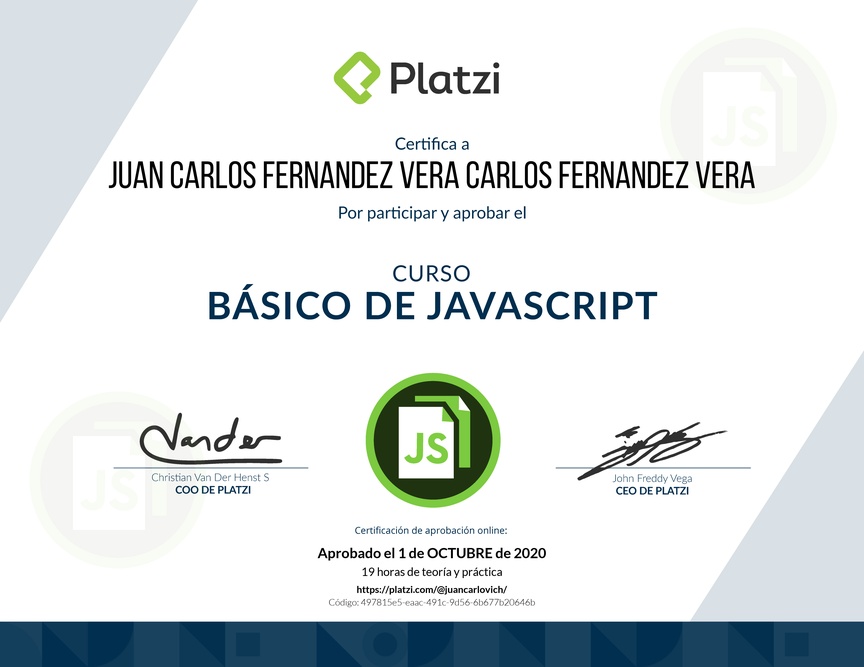 Diploma del Curso Básico de JavaScript