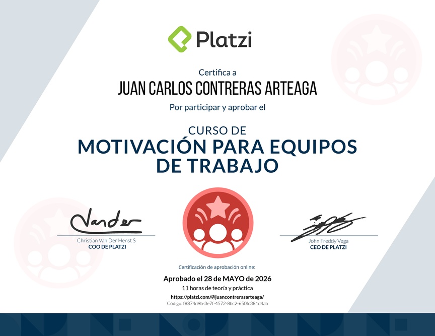 Diploma del Curso de Motivación para Equipos de Trabajo