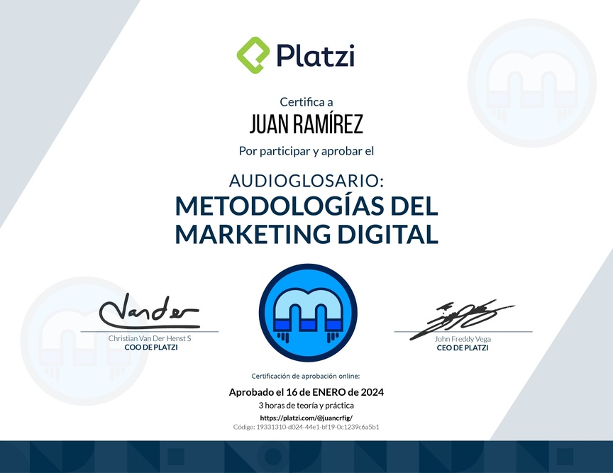 Diploma de Audioglosario: aprende a calificar usuarios