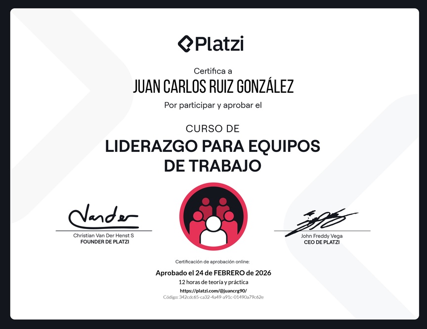 Diploma del Curso de Liderazgo para Equipos de Trabajo