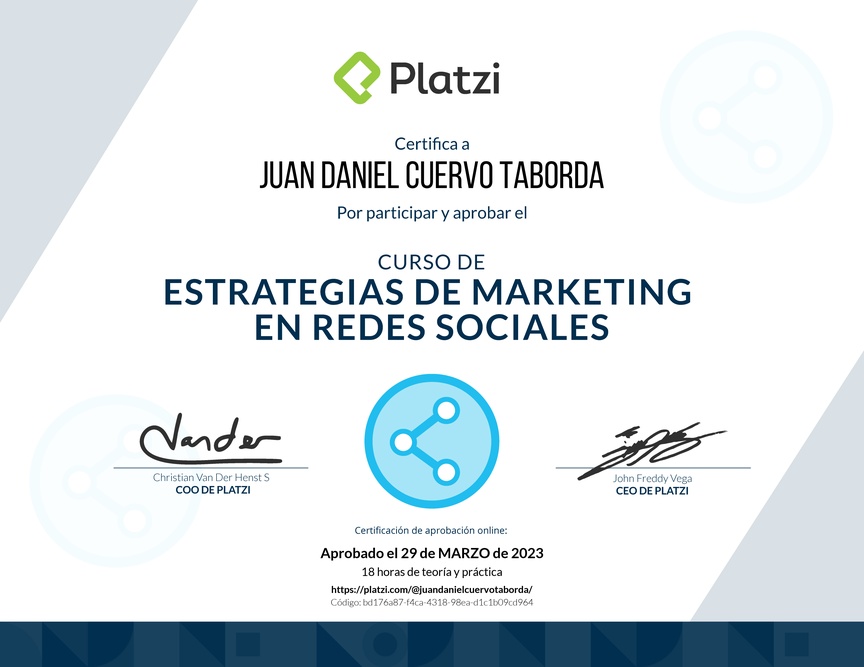 Diploma del Curso de Estrategias de Marketing en Redes Sociales