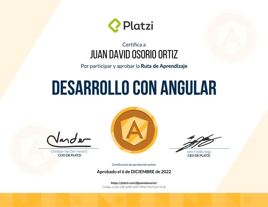 Diploma de la Ruta de Aprendizaje de Frontend a profundidad con Angular