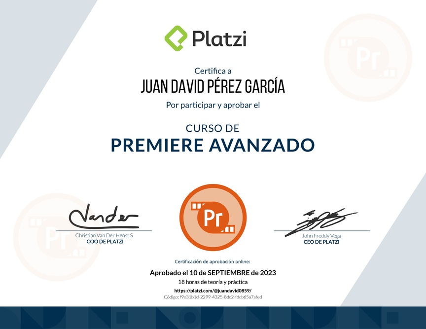 Diploma del Curso de Premiere Avanzado