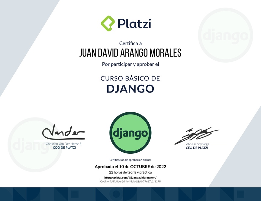 Diploma del Curso Básico de Django