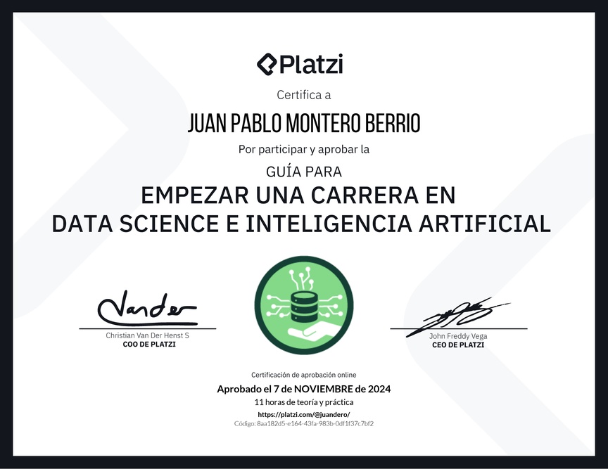 Diploma de Guía para Empezar una Carrera en Data Science e Inteligencia Artificial