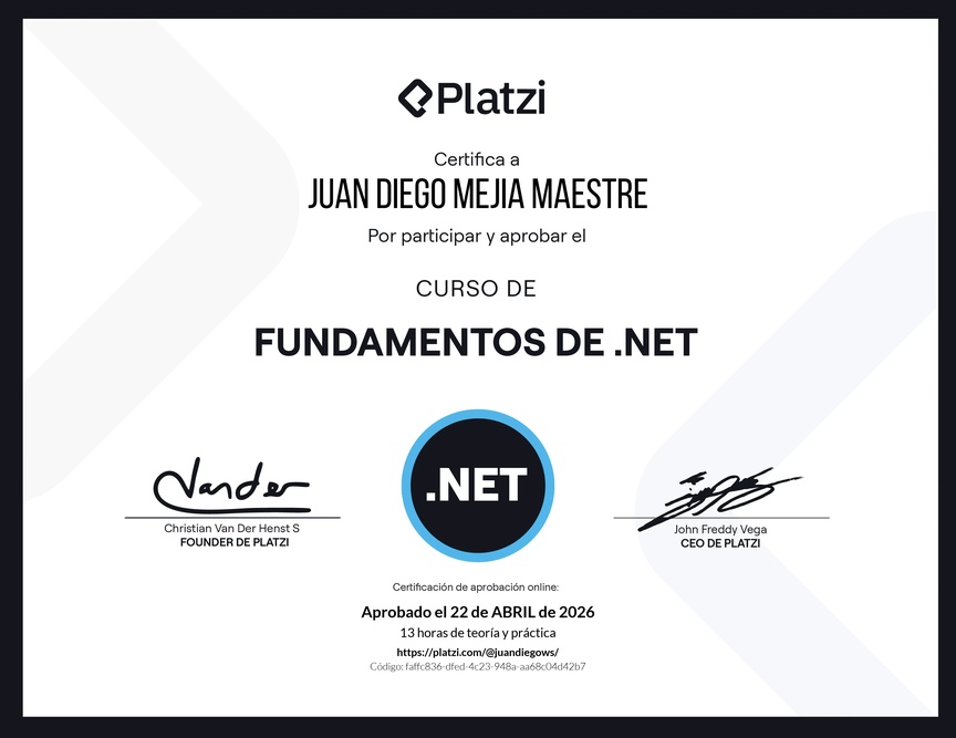 Diploma del Curso de Fundamentos de .NET