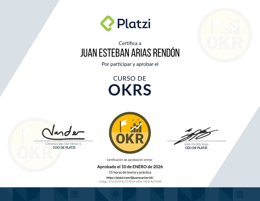 Diploma del Curso de OKRs: Herramienta Clave para Managers
