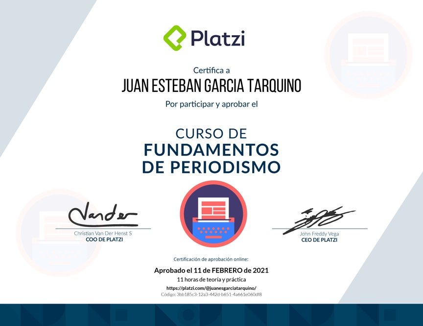 Diploma del Curso de Introducción al Periodismo