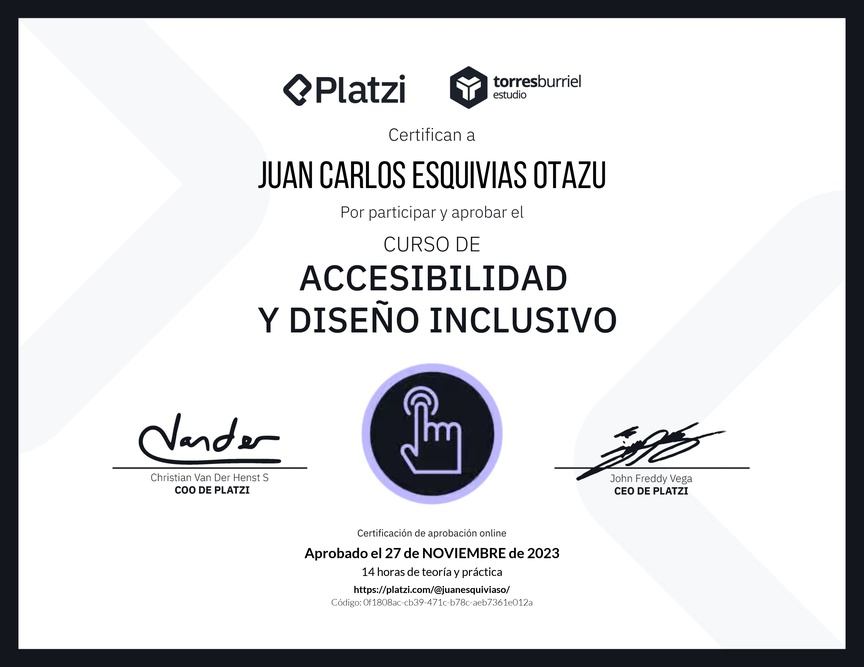 Diploma del Curso de Accesibilidad y Diseño Inclusivo