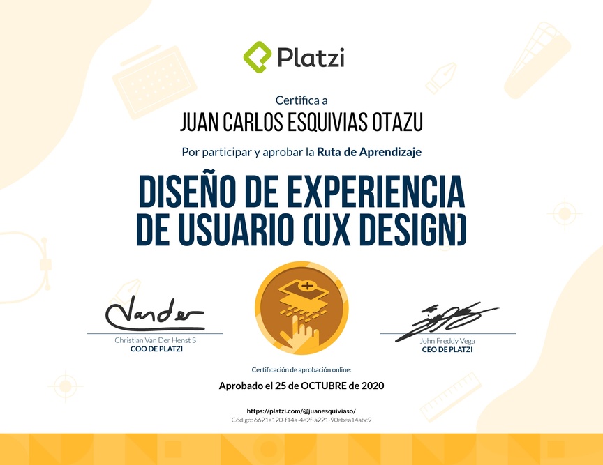 Diploma de la Ruta de Aprendizaje de Diseño de Experiencia de Usuario (UX Design)