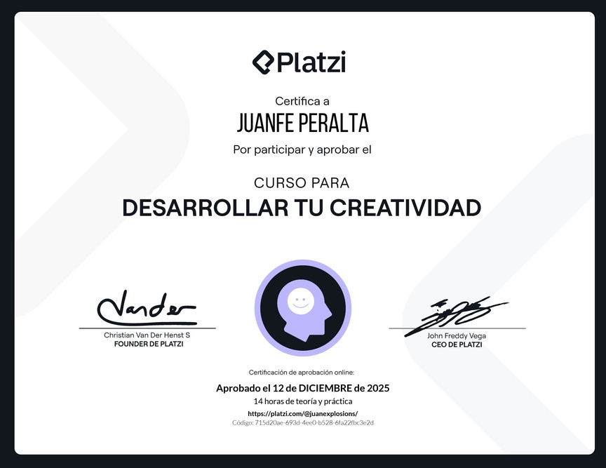 Diploma del Curso para Desarrollar tu Creatividad