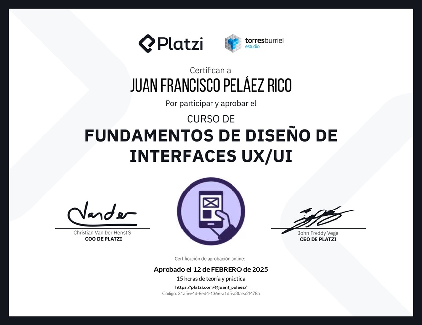 Diploma del Curso de Fundamentos de Diseño de Interfaces UX/UI