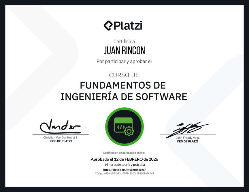 Diploma del Curso de Fundamentos de Ingeniería de Software