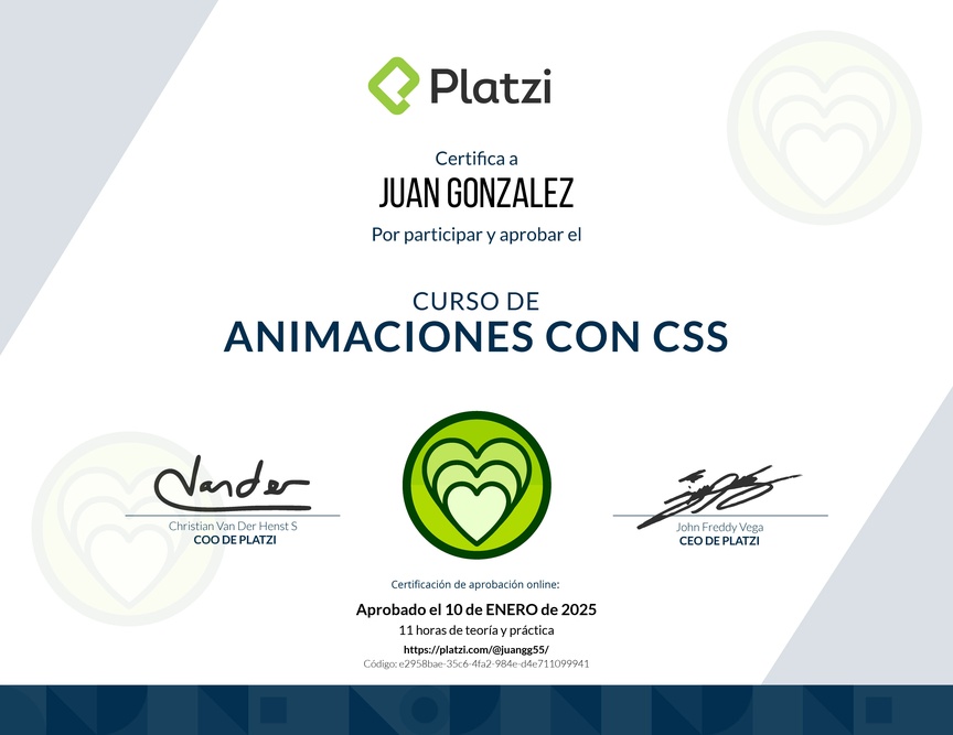 Diploma del Curso de Animaciones con CSS
