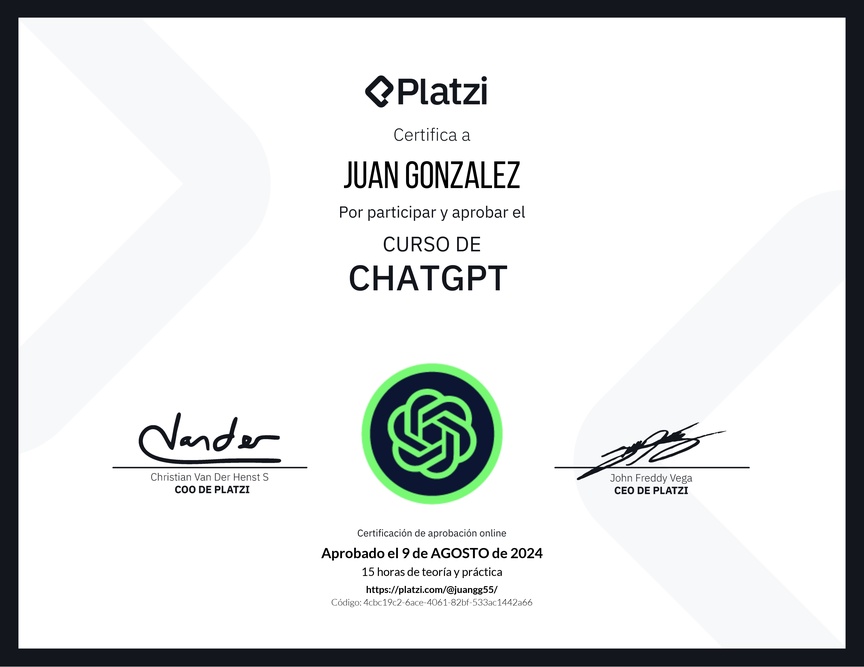 Diploma del Curso de ChatGPT