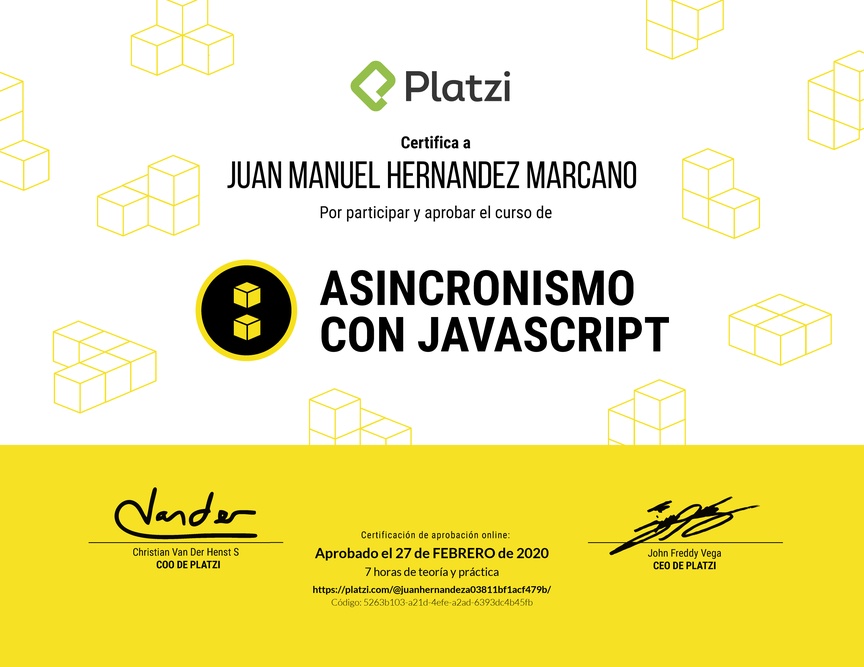 Diploma del Curso de Asincronismo con JavaScript 2019
