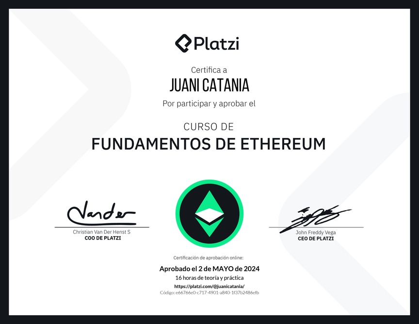 Diploma del Curso de Fundamentos de Ethereum