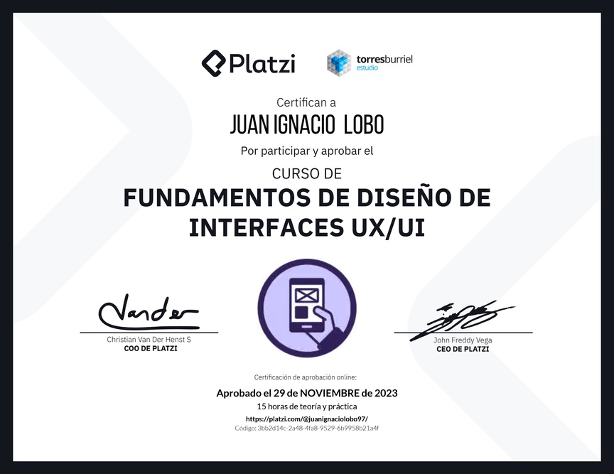 Diploma del Curso de Fundamentos de Diseño de Interfaces UX/UI