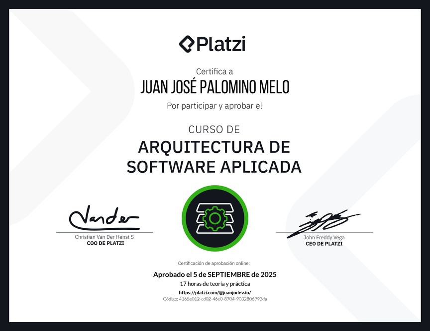 Diploma del Curso de Arquitectura de Software Aplicada
