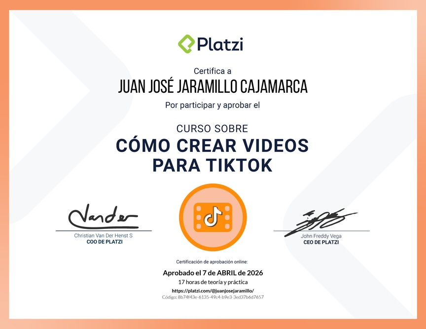 Diploma del Curso para Crear Videos Creativos en TikTok