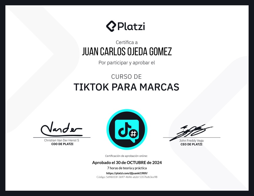 Diploma del Curso de Optimización de Estrategias de Marca en TikTok