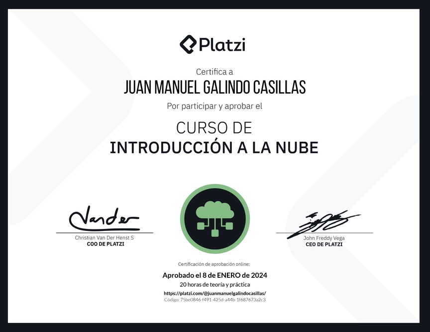 Diploma del Curso de Introducción a la Nube