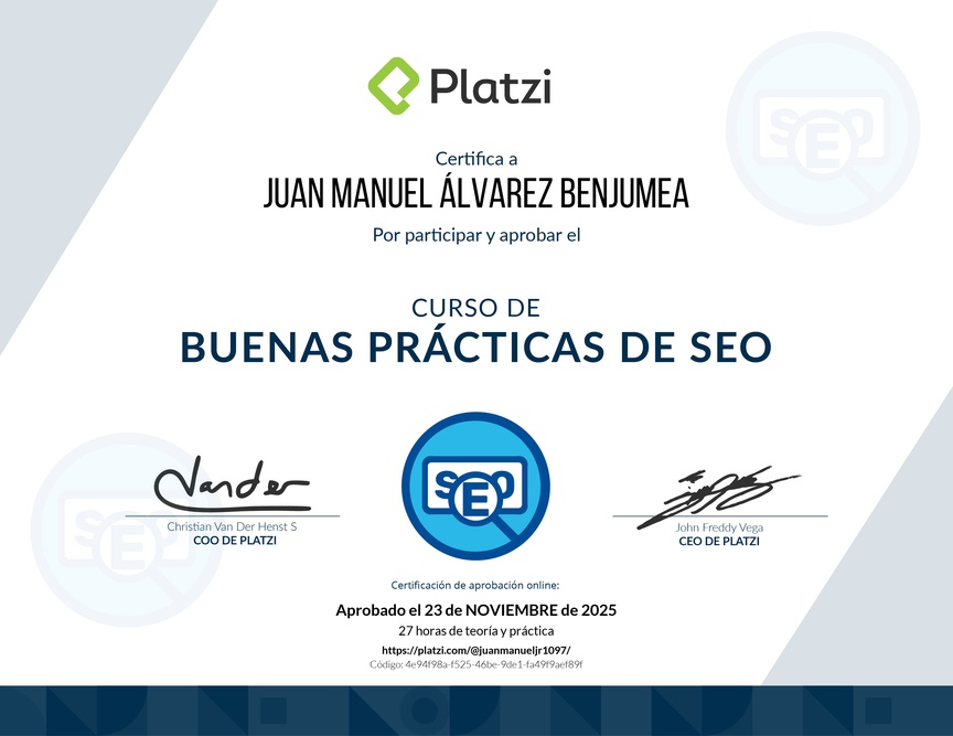 Diploma del Curso de Prácticas Efectivas para SEO