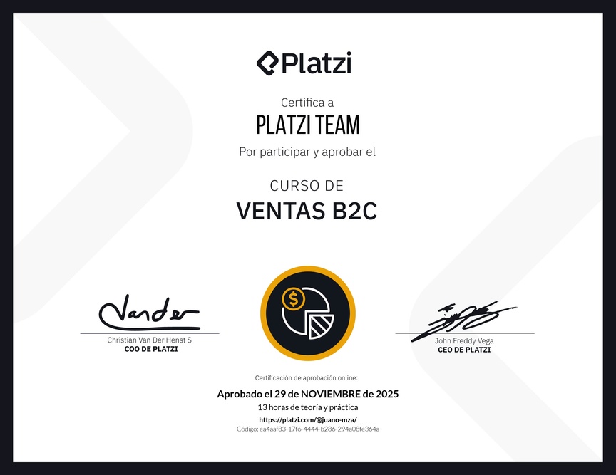 Diploma del Curso de Ventas B2C