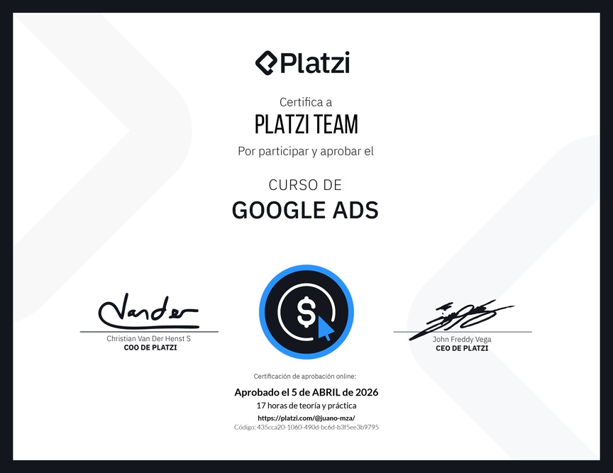 Diploma del Curso de Google Ads