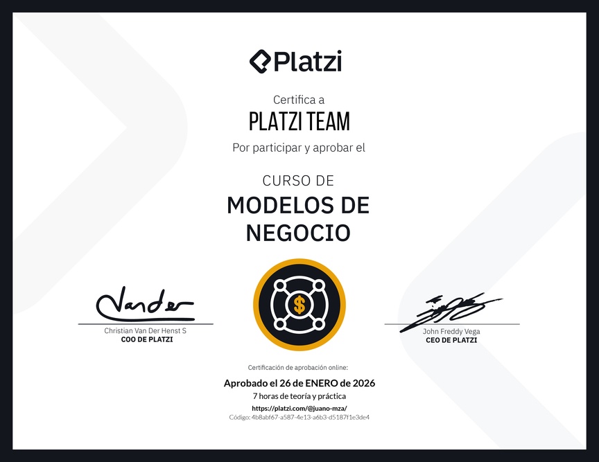 Diploma del Curso de Modelos de Negocio