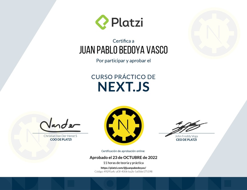 Diploma del Curso Práctico de Next.js