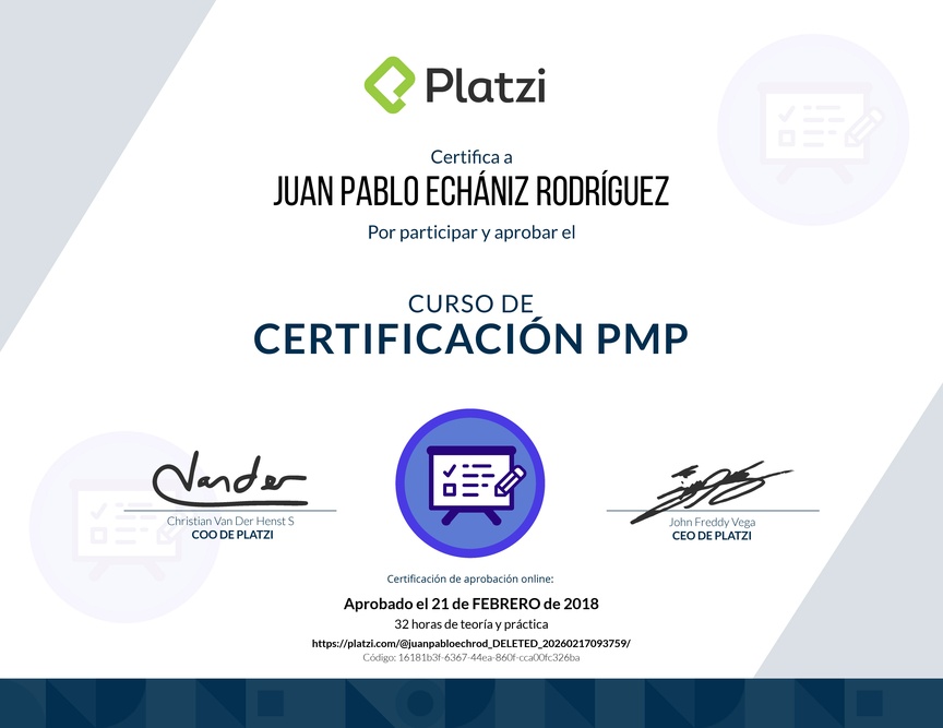 Diploma del Curso de Certificación PMP - 2017
