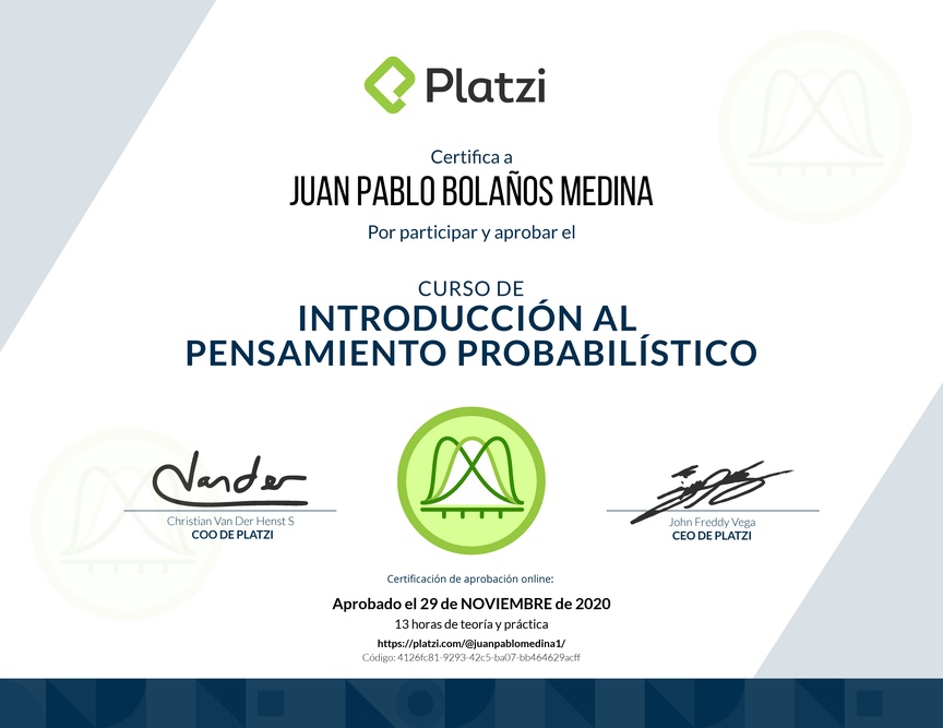 Diploma del Curso de Introducción al Pensamiento Probabilístico