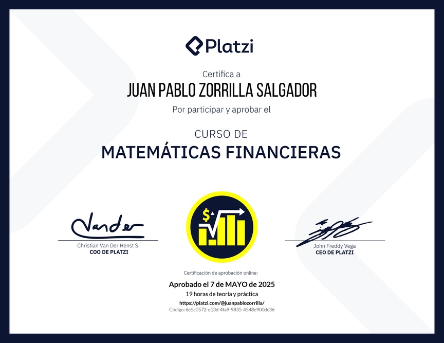 Diploma del Curso de Matemáticas Financieras
