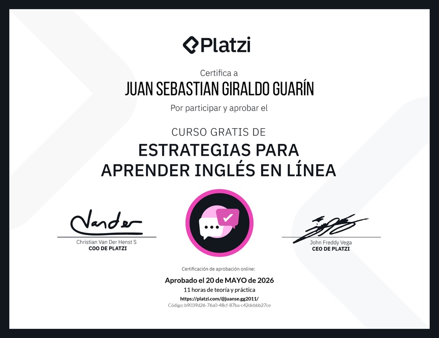 Diploma del Curso Gratis de Estrategias para Aprender Inglés en Línea