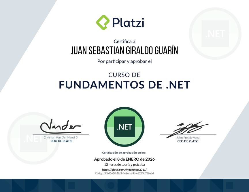 Diploma del Curso de Fundamentos de .NET