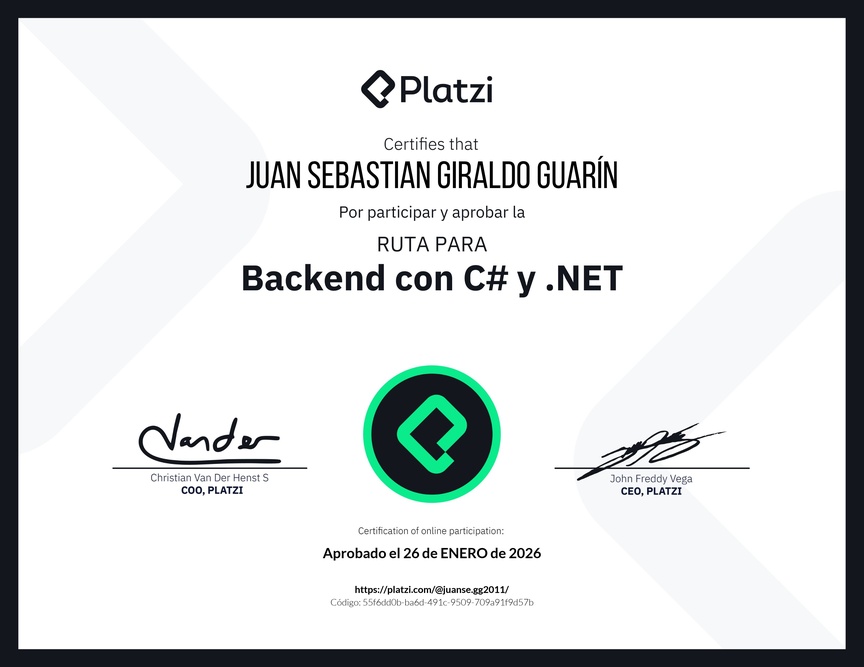 Diploma de la Ruta de Aprendizaje de Backend con C# y .NET