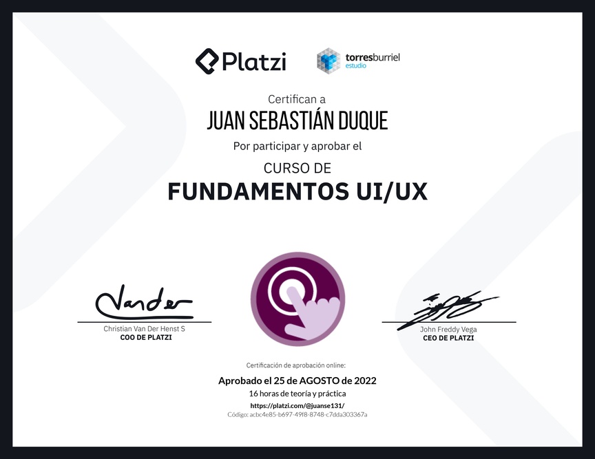 Diploma del Curso de Fundamentos UI/UX