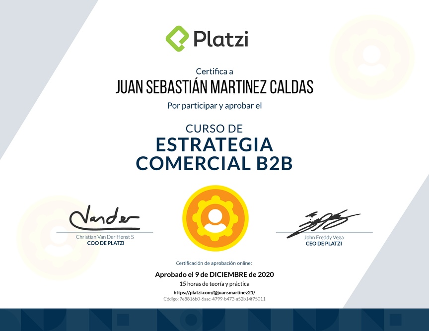 Diploma del Curso de Estrategia Comercial B2B