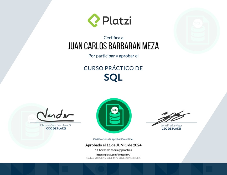Diploma del Curso Práctico de SQL