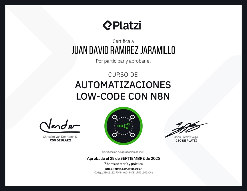 Diploma del Curso de Automatizaciones con n8n