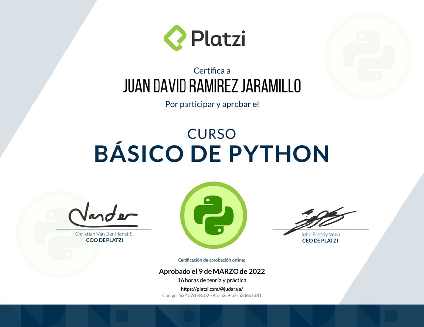 Diploma del Curso Básico de Python