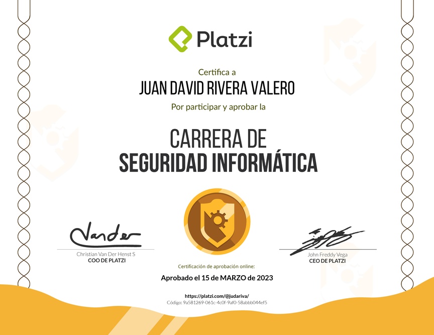 Diploma de la Ruta de Aprendizaje de Seguridad Informática