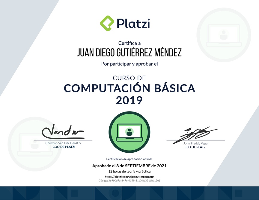 Diploma del Curso de Computación Básica