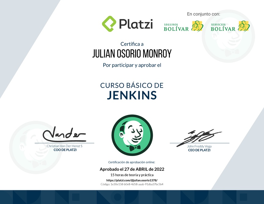 Diploma del Curso Básico de Jenkins