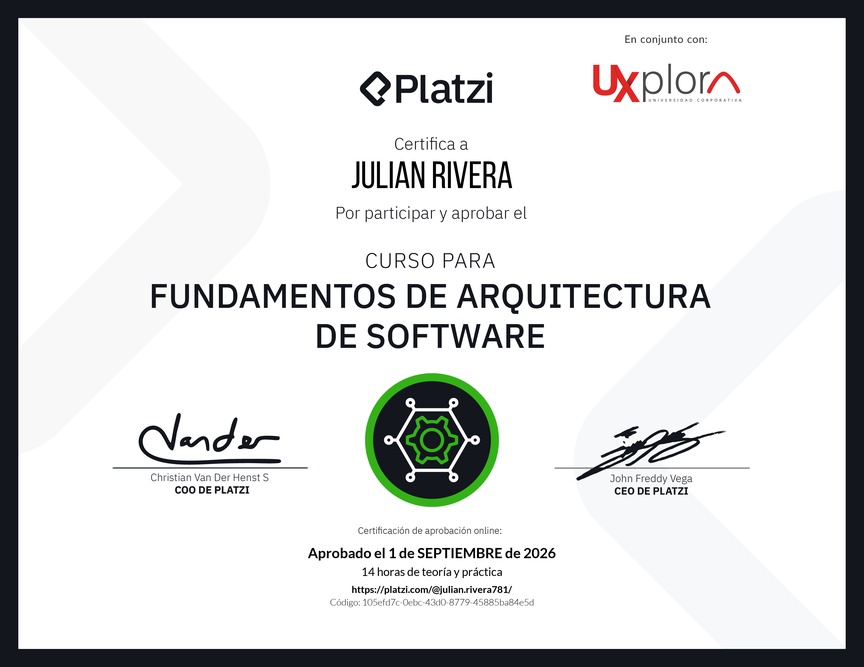 Diploma del Curso de Fundamentos de Arquitectura de Software